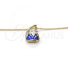 Oro Laminado Pendant Necklace, Gold Filled Style with Bermuda Blue and Aurore Boreale Swarovski Crystals, Polished, Golden Finish, 04.239.0039.9.16