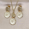 Oro Laminado Earring and Pendant Adult Set, Gold Filled Style Diamond Cutting Finish, Golden Finish, 10.163.0033