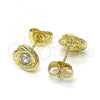 Oro Laminado Stud Earring, Gold Filled Style with White Crystal, Polished, Golden Finish, 02.213.0168