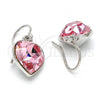 Rhodium Plated Dangle Earring, Heart Design, with Rose Peach Swarovski Crystals, Polished, Rhodium Finish, 02.239.0003.4
