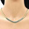 Oro Laminado Fancy Necklace, Gold Filled Style with Aqua Blue Cubic Zirconia, Polished, Golden Finish, 04.341.0097.2.16