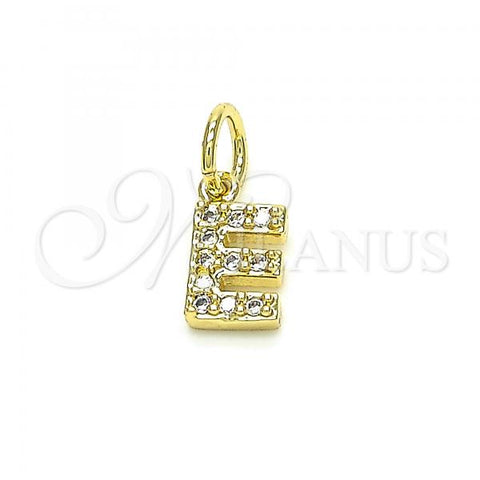 Oro Laminado Fancy Pendant, Gold Filled Style Initials Design, with White Cubic Zirconia, Polished, Golden Finish, 05.341.0025