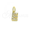 Oro Laminado Fancy Pendant, Gold Filled Style Initials Design, with White Cubic Zirconia, Polished, Golden Finish, 05.341.0025
