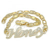 Oro Laminado Fancy Bracelet, Gold Filled Style Nameplate Design, Polished, Golden Finish, 03.63.1977.08