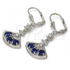 Rhodium Plated Long Earring, with Sapphire Blue Cubic Zirconia and White Micro Pave, Polished, Rhodium Finish, 02.236.0012.5