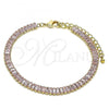 Oro Laminado Tennis Bracelet, Gold Filled Style with Pink Cubic Zirconia, Polished, Golden Finish, 03.130.0008.3.07
