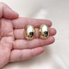 Oro Laminado Stud Earring, Gold Filled Style Chunky Design, Polished, Golden Finish, 02.213.0702