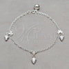 Sterling Silver Fancy Bracelet, Grape and Heart Design, Polished, Silver Finish, 03.409.0096.08