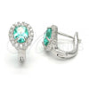 Sterling Silver Huggie Hoop, with Emerald Cubic Zirconia and White Micro Pave, Polished,, 02.186.0060.12