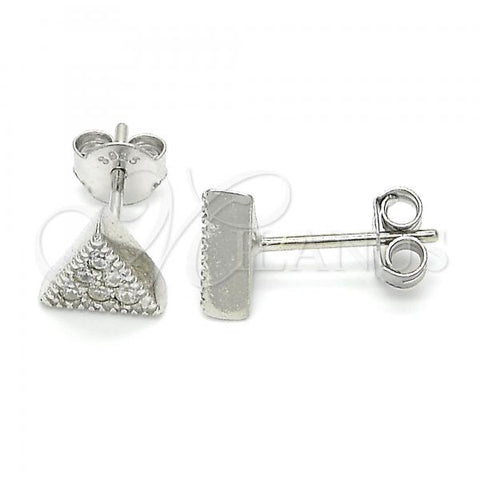 Sterling Silver Stud Earring, with White Cubic Zirconia, Polished, Rhodium Finish, 02.336.0044