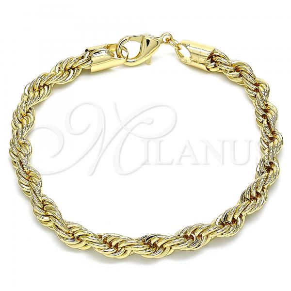 Oro Laminado Basic Bracelet, Gold Filled Style Rope Design, Polished, Golden Finish, 04.213.0206.08