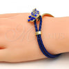 Oro Laminado Individual Bangle, Gold Filled Style Elephant Design, with White Crystal, Blue Enamel Finish, Golden Finish, 07.179.0001.3 (06 MM Thickness, One size fits all)