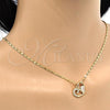 Oro Laminado Pendant Necklace, Gold Filled Style Heart and Teardrop Design, with White Cubic Zirconia, Polished, Golden Finish, 04.166.0005.18
