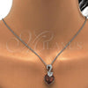 Rhodium Plated Pendant Necklace, Heart Design, with Copper and Aurore Boreale Swarovski Crystals, Polished, Rhodium Finish, 04.239.0044.7.18