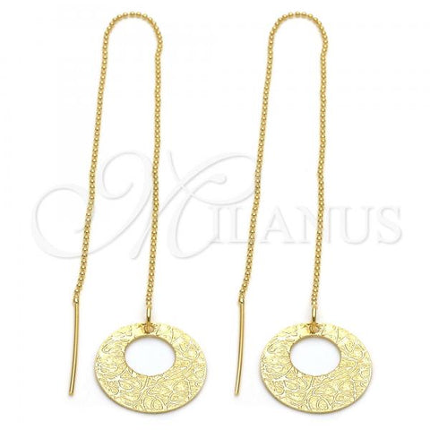 Oro Laminado Threader Earring, Gold Filled Style Diamond Cutting Finish, Golden Finish, 5.113.004