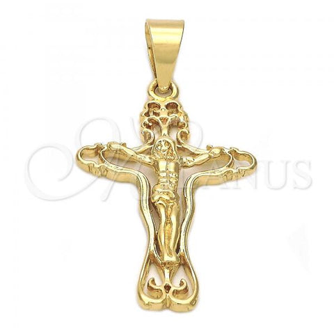 Oro Laminado Religious Pendant, Gold Filled Style Crucifix Design, Polished, Golden Finish, 5.189.019