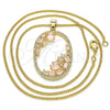 Oro Laminado Pendant Necklace, Gold Filled Style Teardrop Design, with Rose Water Opal Cubic Zirconia and White Crystal, Polished, Golden Finish, 04.156.0184.1.20