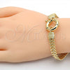 Oro Laminado Fancy Bracelet, Gold Filled Style Greek Key Design, Polished, Golden Finish, 03.179.0026.08