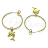 Oro Laminado Medium Hoop, Gold Filled Style Dolphin Design, Polished, Golden Finish, 02.63.2741.30