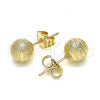 Oro Laminado Stud Earring, Gold Filled Style Matte Finish, Golden Finish, 02.100.0115