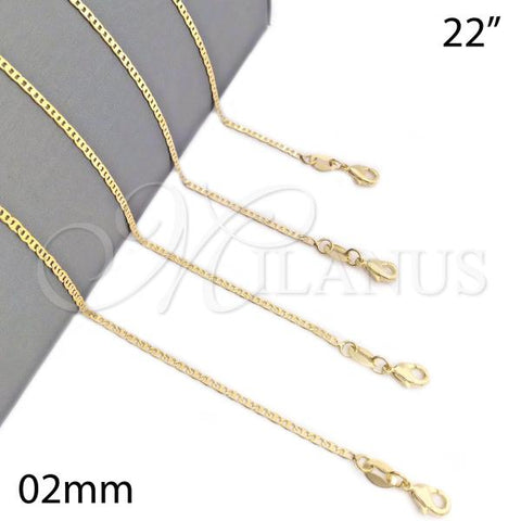 Oro Laminado Basic Necklace, Gold Filled Style Mariner Design, Polished, Golden Finish, 04.32.0006.22