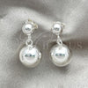 Sterling Silver Long Earring, Ball Design, Polished, Silver Finish, 02.395.0028