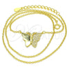 Sterling Silver Pendant Necklace, Butterfly Design, with White Micro Pave, Polished, Golden Finish, 04.336.0098.2.16