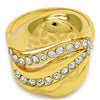 Oro Laminado Multi Stone Ring, Gold Filled Style with White Crystal, Polished, Golden Finish, 01.241.0002.09 (Size 9)