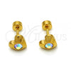 Stainless Steel Stud Earring, Heart Design, with Aurore Boreale Crystal, Polished, Golden Finish, 02.271.0004.10
