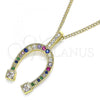 Oro Laminado Pendant Necklace, Gold Filled Style with Multicolor Cubic Zirconia, Polished, Golden Finish, 04.362.0022.20