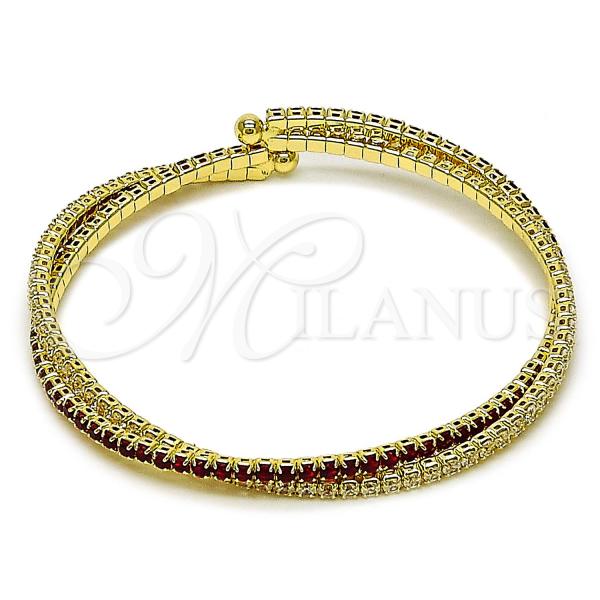 Oro Laminado Individual Bangle, Gold Filled Style with Garnet and White Cubic Zirconia, Polished, Golden Finish, 07.284.0003.2