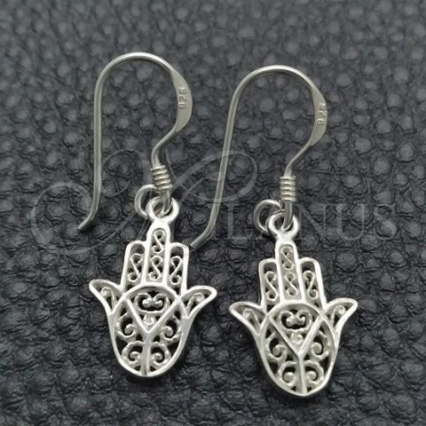 Sterling Silver Dangle Earring, Hand Design, Polished, Silver Finish, 02.399.0015