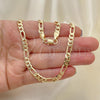 Oro Laminado Basic Necklace, Gold Filled Style Figaro Design, Polished, Golden Finish, 04.213.0141.24