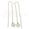 Oro Laminado Threader Earring, Gold Filled Style Heart Design, Golden Finish, 02.63.1606