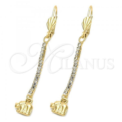 Oro Laminado Long Earring, Gold Filled Style Elephant Design, with  Cubic Zirconia, Golden Finish, 5.108.001