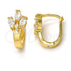 Oro Laminado Huggie Hoop, Gold Filled Style with White Cubic Zirconia, Polished, Golden Finish, 02.196.0064.15