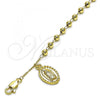 Oro Laminado Charm Bracelet, Gold Filled Style Guadalupe and Crucifix Design, Polished, Golden Finish, 03.253.0097.08