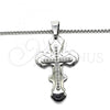 Stainless Steel Pendant Necklace, Cross Design, with White Cubic Zirconia, Polished, Steel Finish, 04.116.0059.30