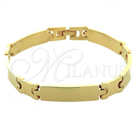 Oro Laminado Solid Bracelet, Gold Filled Style Polished, Golden Finish, 03.63.0526