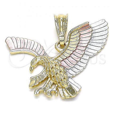 Oro Laminado Fancy Pendant, Gold Filled Style Eagle Design, Polished, Tricolor, 05.351.0119