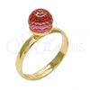 Oro Laminado Multi Stone Ring, Gold Filled Style Ball Design, with Rose Swarovski Crystals, Polished, Golden Finish, 01.239.0006.8 (One size fits all)