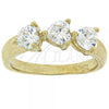 Oro Laminado Multi Stone Ring, Gold Filled Style Heart Design, with White Cubic Zirconia, Polished, Golden Finish, 5.165.024.09 (Size 9)