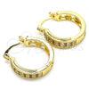 Oro Laminado Small Hoop, Gold Filled Style with Garnet and White Micro Pave, Polished, Golden Finish, 02.210.0270.1.20