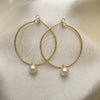 Oro Laminado Medium Hoop, Gold Filled Style with Ivory Pearl, Polished, Golden Finish, 02.63.2744.1.40