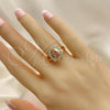 Oro Laminado Multi Stone Ring, Gold Filled Style with Pink Cubic Zirconia, Polished, Golden Finish, 01.210.0120.1.09