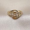 Oro Laminado Multi Stone Ring, Gold Filled Style Flower Design, with White Micro Pave, Polished, Golden Finish, 01.266.0058