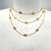 Oro Laminado Fancy Necklace, Gold Filled Style Leaf and Filigree Design, Polished, Golden Finish, 06.09.0001.24