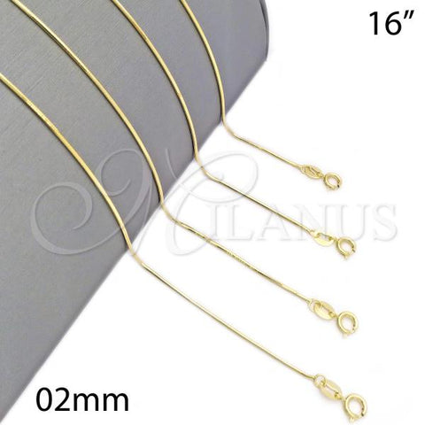 Oro Laminado Basic Necklace, Gold Filled Style Snake  Design, Golden Finish, 04.09.0180.16
