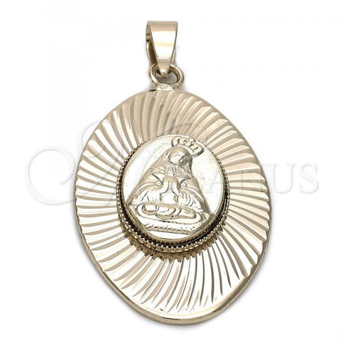 Oro Laminado Religious Pendant, Gold Filled Style Altagracia Design, Diamond Cutting Finish, Golden Finish, 5.197.011