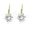 Oro Laminado Leverback Earring, Gold Filled Style with White Cubic Zirconia, Polished, Golden Finish, 5.128.075